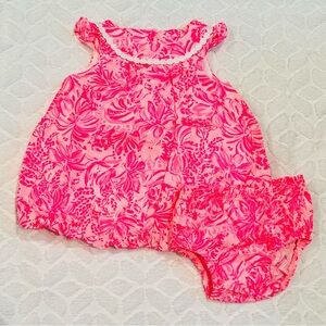 Lilly Pulitzer Floral Pink baby girls Dress Set 6-12 mo